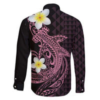 Aloha Hammerhead Shark Family Matching Summer Maxi Dress and Hawaiian Shirt Vivacious Pink Hawaiian Kakau Tribal Tattoo LT9 - Polynesian Pride