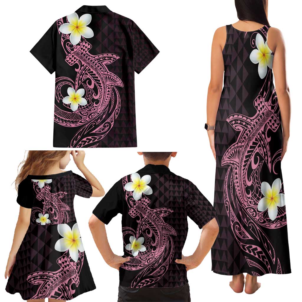 Aloha Hammerhead Shark Family Matching Tank Maxi Dress and Hawaiian Shirt Vivacious Pink Hawaiian Kakau Tribal Tattoo LT9 - Polynesian Pride