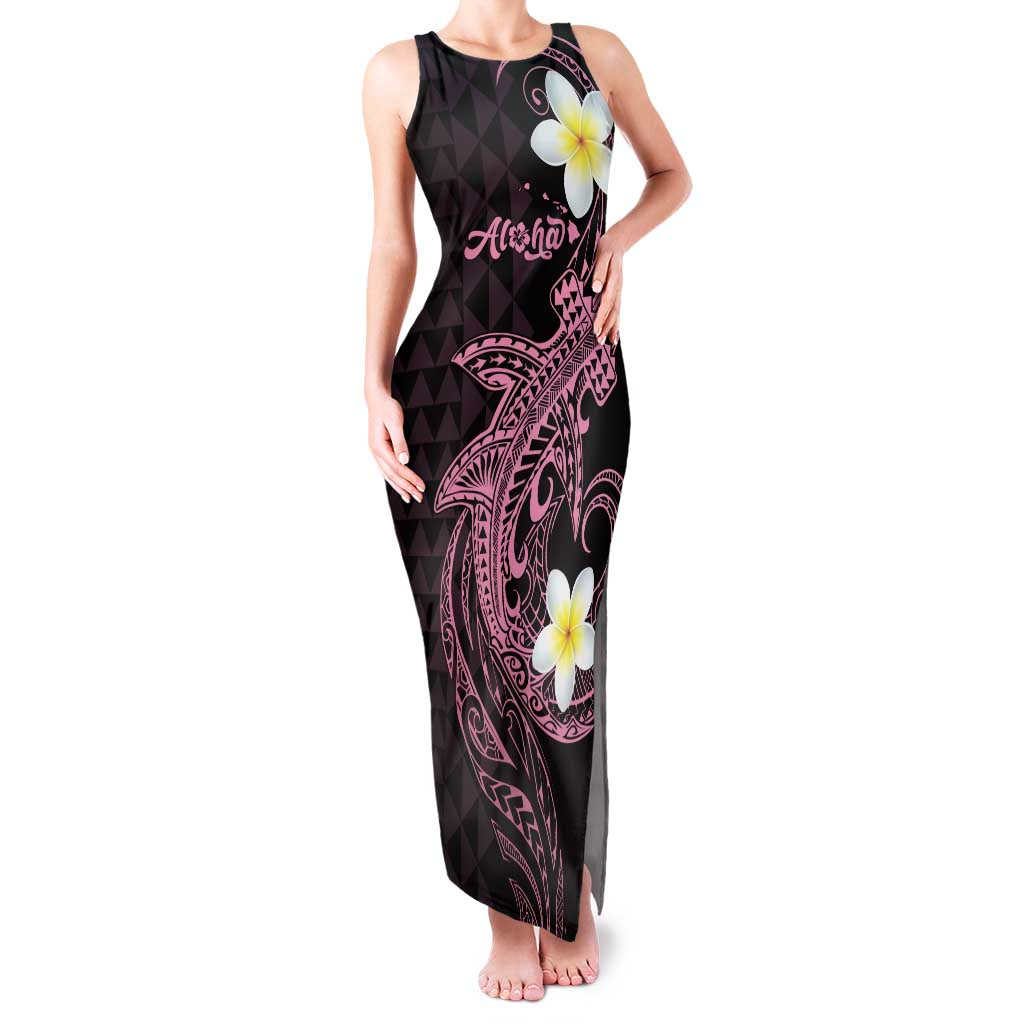 Aloha Hammerhead Shark Family Matching Tank Maxi Dress and Hawaiian Shirt Vivacious Pink Hawaiian Kakau Tribal Tattoo LT9 Mom's Dress Pink - Polynesian Pride