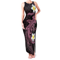 Aloha Hammerhead Shark Family Matching Tank Maxi Dress and Hawaiian Shirt Vivacious Pink Hawaiian Kakau Tribal Tattoo LT9 Mom's Dress Pink - Polynesian Pride