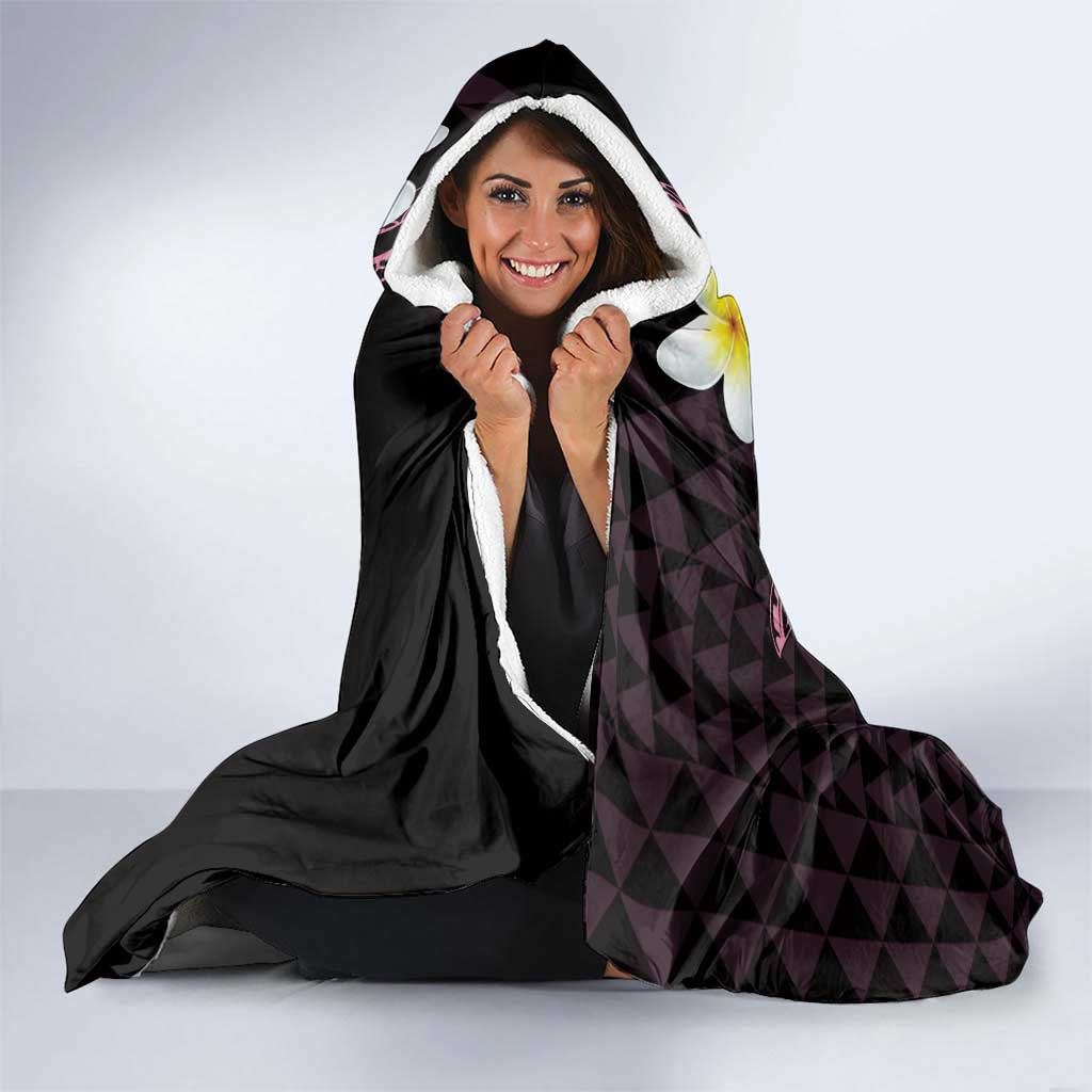 Aloha Hammerhead Shark Hooded Blanket Vivacious Pink Hawaiian Kakau Tribal Tattoo