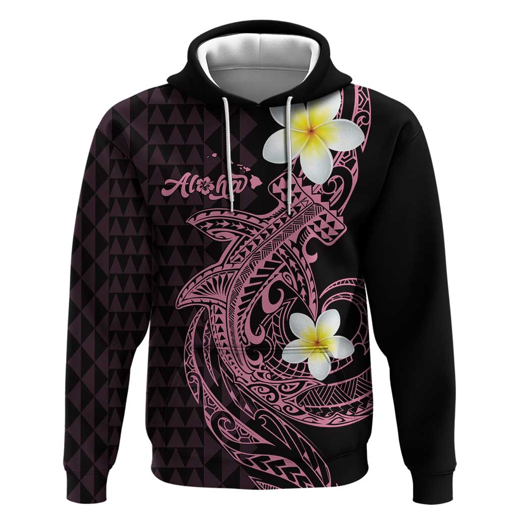 Aloha Hammerhead Shark Hoodie Vivacious Pink Hawaiian Kakau Tribal Tattoo