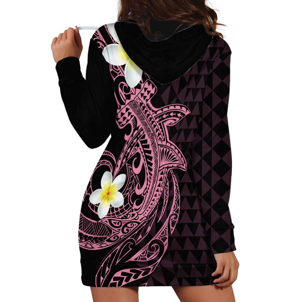 Aloha Hammerhead Shark Hoodie Dress Vivacious Pink Hawaiian Kakau Tribal Tattoo LT9 - Polynesian Pride