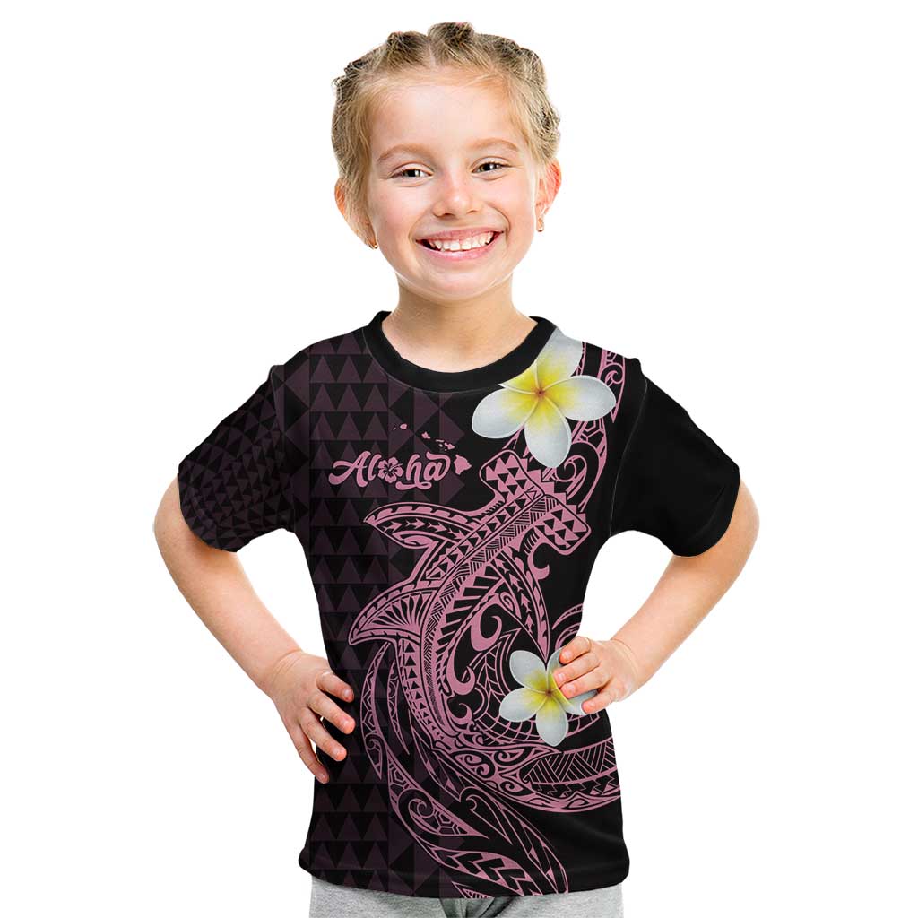 Aloha Hammerhead Shark Kid T Shirt Vivacious Pink Hawaiian Kakau Tribal Tattoo