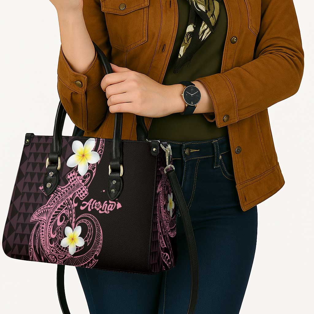 Aloha Hammerhead Shark Leather Bag Vivacious Pink Hawaiian Kakau Tribal Tattoo - Polynesian Pride