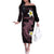 Aloha Hammerhead Shark Off The Shoulder Long Sleeve Dress Vivacious Pink Hawaiian Kakau Tribal Tattoo
