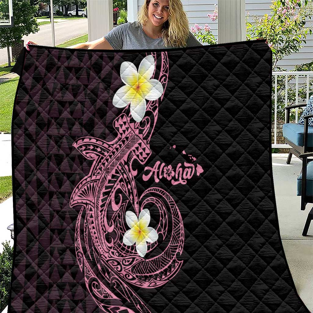 Aloha Hammerhead Shark Quilt Vivacious Pink Hawaiian Kakau Tribal Tattoo