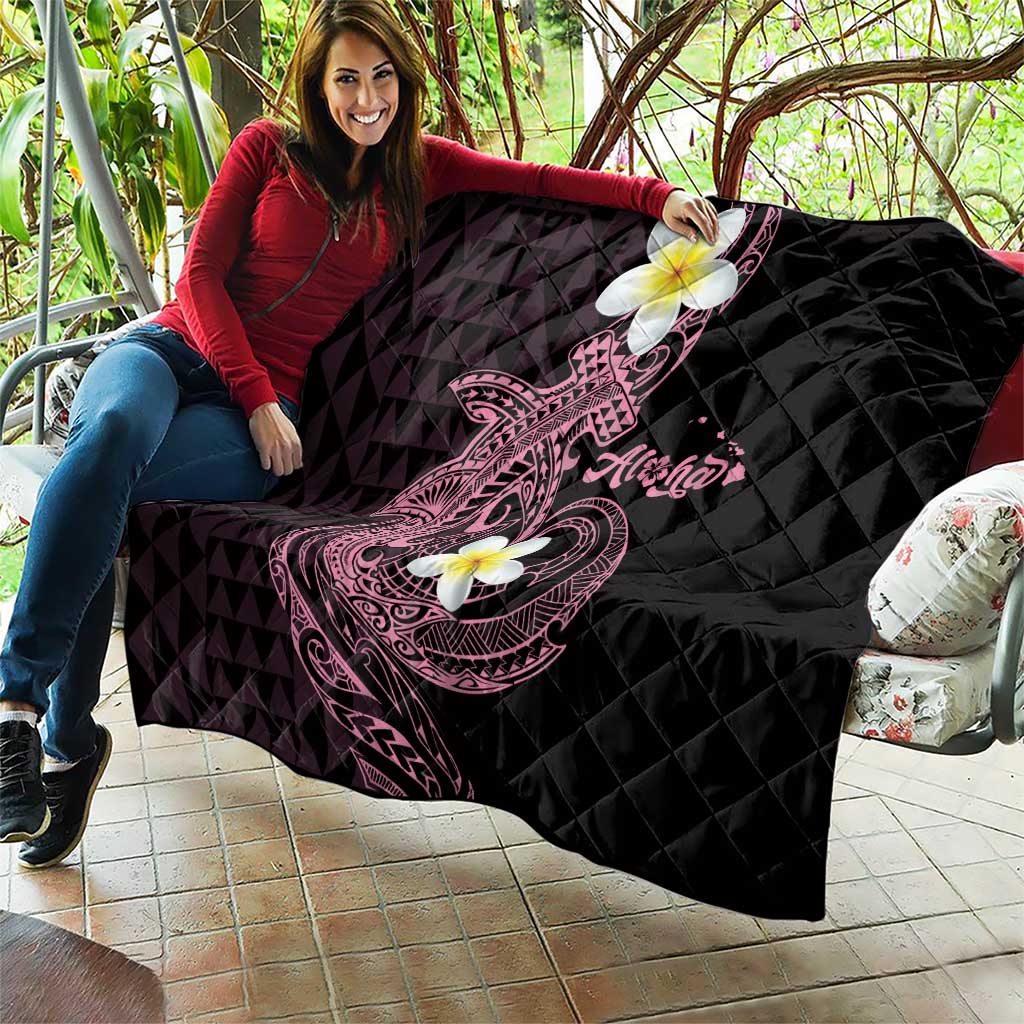 Aloha Hammerhead Shark Quilt Vivacious Pink Hawaiian Kakau Tribal Tattoo
