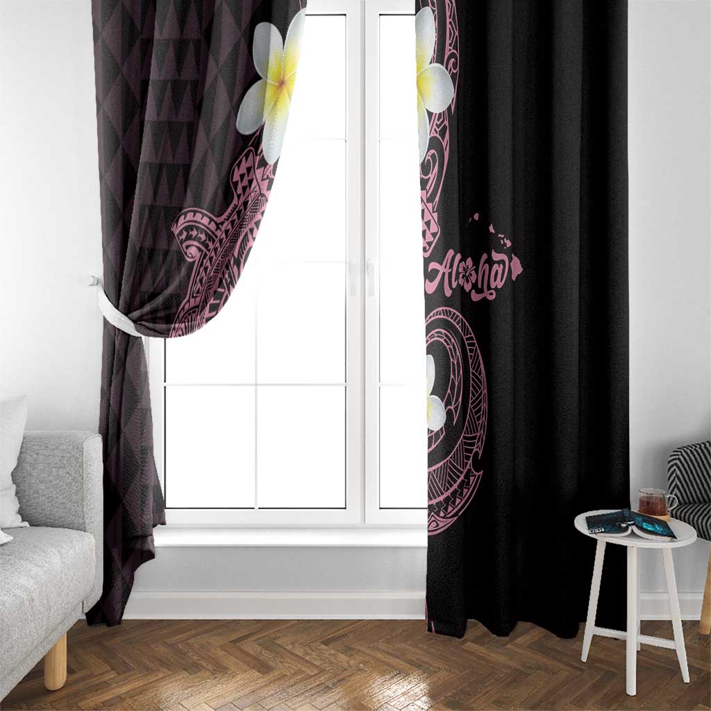 Aloha Hammerhead Shark Window Curtain Vivacious Pink Hawaiian Kakau Tribal Tattoo