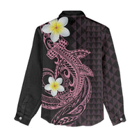 Aloha Hammerhead Shark Women Casual Shirt Vivacious Pink Hawaiian Kakau Tribal Tattoo LT9 - Polynesian Pride