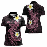 Aloha Hammerhead Shark Women Polo Shirt Vivacious Pink Hawaiian Kakau Tribal Tattoo LT9 - Polynesian Pride