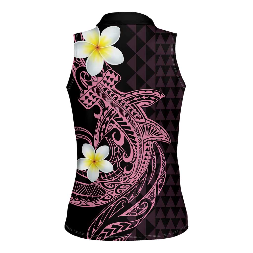 Aloha Hammerhead Shark Women Sleeveless Polo Shirt Vivacious Pink Hawaiian Kakau Tribal Tattoo LT9 - Polynesian Pride
