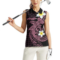 Aloha Hammerhead Shark Women Sleeveless Polo Shirt Vivacious Pink Hawaiian Kakau Tribal Tattoo LT9 - Polynesian Pride