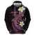 Aloha Hammerhead Shark Zip Hoodie Vivacious Pink Hawaiian Kakau Tribal Tattoo