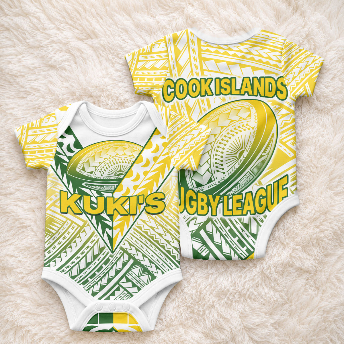 The Kuki's Cook Islands Rugby Baby Onesie Be Unique Vibe White LT9 - Polynesian Pride