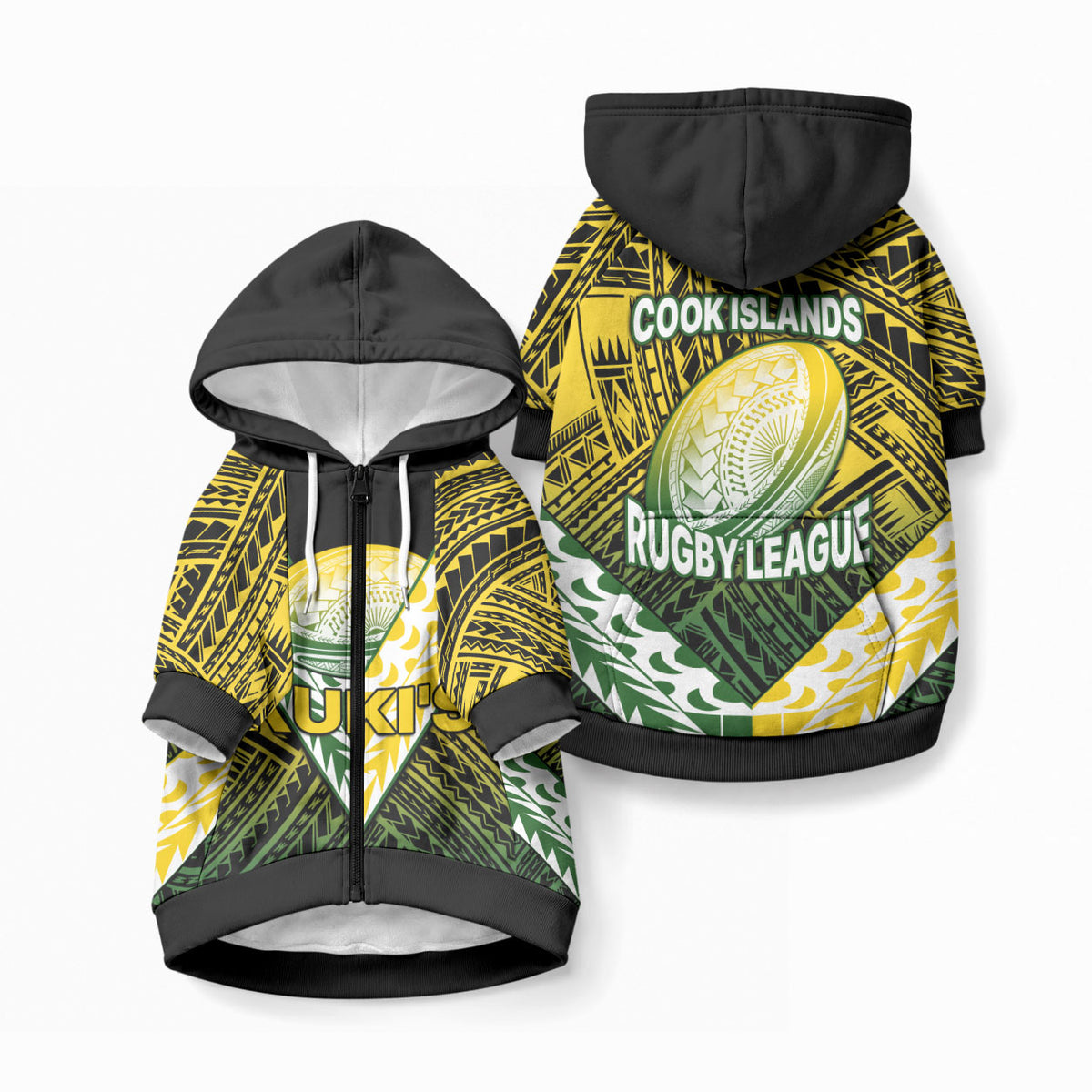 The Kuki's Cook Islands Rugby Pet Hoodie Be Unique Vibe Black LT9 Zip-up Black - Polynesian Pride