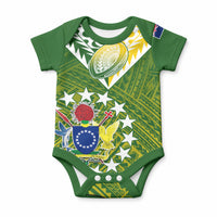 Custom The Kuki's Cook Islands Rugby Baby Onesie Be Unique Vibe Green LT9 Green - Polynesian Pride