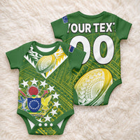 Custom The Kuki's Cook Islands Rugby Baby Onesie Be Unique Vibe Green LT9 - Polynesian Pride