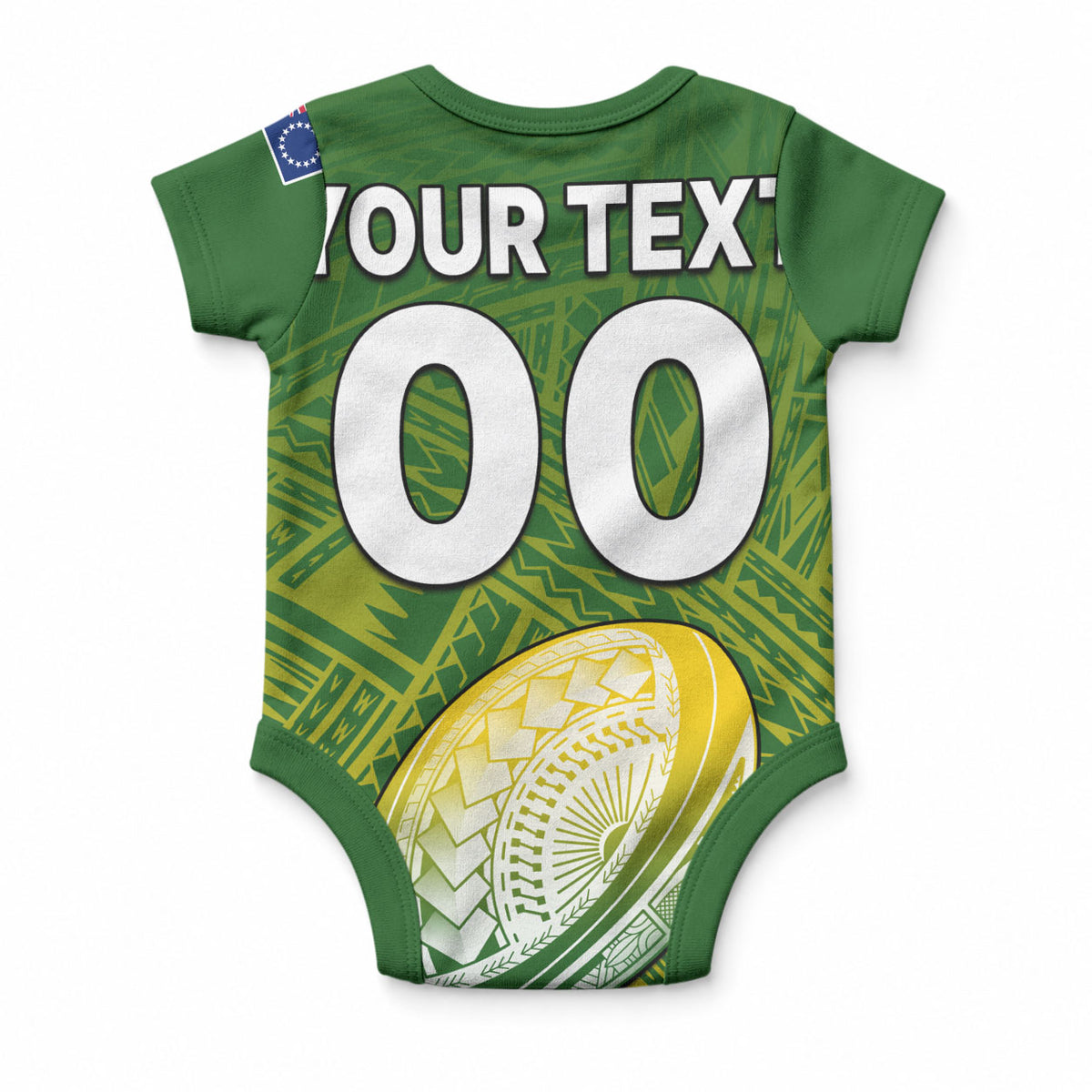 Custom The Kuki's Cook Islands Rugby Baby Onesie Be Unique Vibe Green LT9 - Polynesian Pride