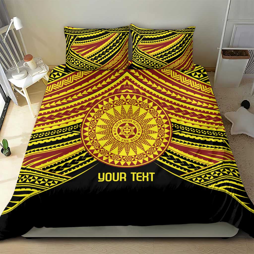 Personalised Tonga Ha apai High School Bedding Set Ngatu Fonulei Pattern