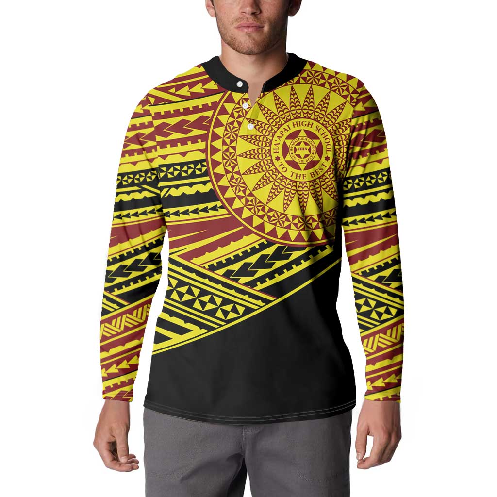 Personalised Tonga Ha apai High School Button Sweatshirt Ngatu Fonulei Pattern
