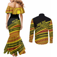 Personalised Tonga Ha apai High School Couples Matching Mermaid Dress and Long Sleeve Button Shirt Ngatu Fonulei Pattern