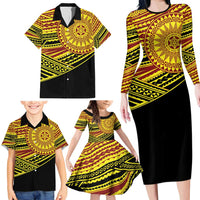 Personalised Tonga Ha apai High School Family Matching Long Sleeve Bodycon Dress and Hawaiian Shirt Ngatu Fonulei Pattern LT9 - Polynesian Pride