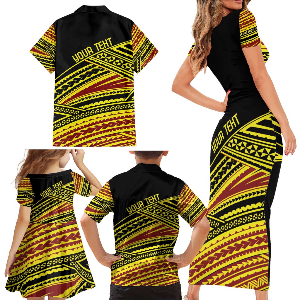 Personalised Tonga Ha apai High School Family Matching Short Sleeve Bodycon Dress and Hawaiian Shirt Ngatu Fonulei Pattern LT9 - Polynesian Pride