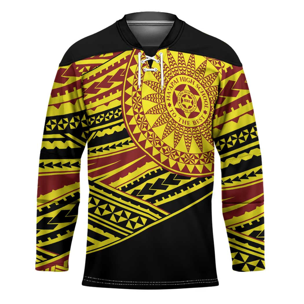Personalised Tonga Ha apai High School Hockey Jersey Ngatu Fonulei Pattern - Polynesian Pride