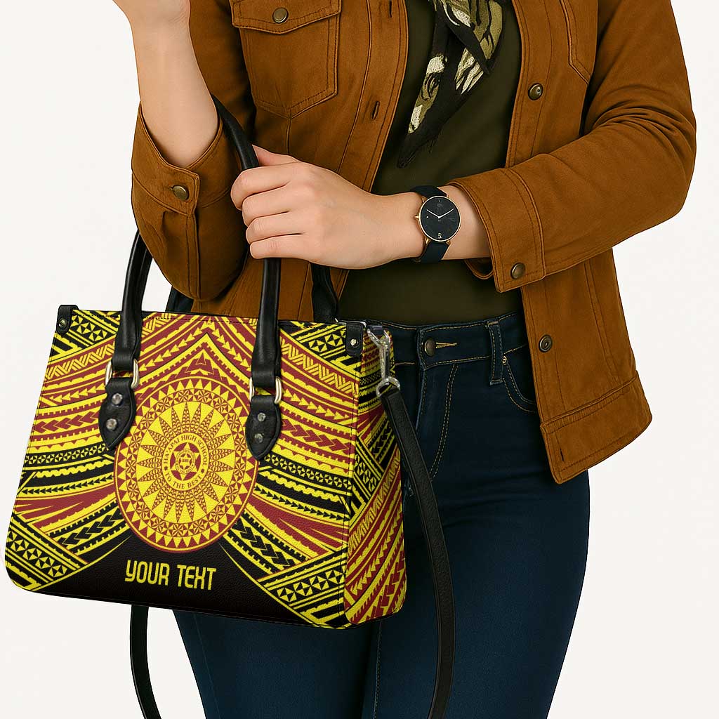 Personalised Tonga Ha apai High School Leather Bag Ngatu Fonulei Pattern - Polynesian Pride