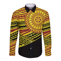 Personalised Tonga Ha apai High School Long Sleeve Button Shirt Ngatu Fonulei Pattern