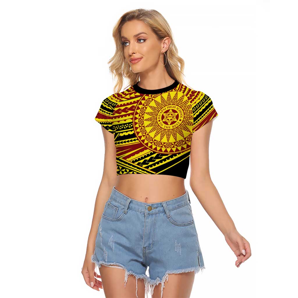Personalised Tonga Ha apai High School Raglan Cropped T Shirt Ngatu Fonulei Pattern