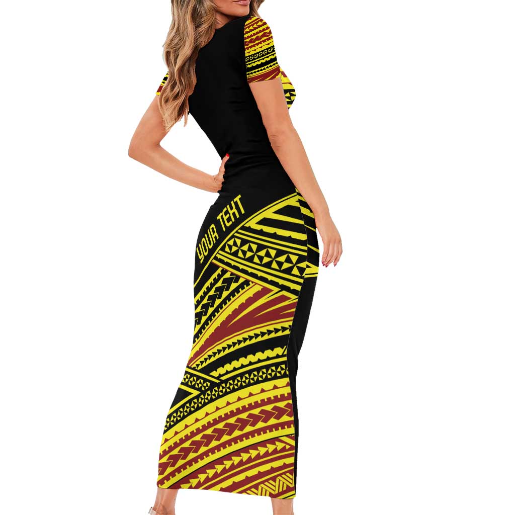 Personalised Tonga Ha apai High School Short Sleeve Bodycon Dress Ngatu Fonulei Pattern
