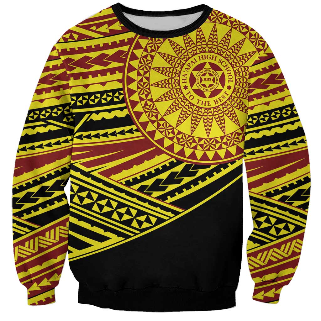 Personalised Tonga Ha apai High School Sweatshirt Ngatu Fonulei Pattern