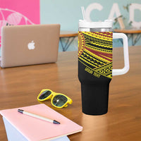 Personalised Tonga Ha apai High School Tumbler With Handle Ngatu Fonulei Pattern