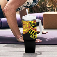 Personalised Tonga Ha apai High School Tumbler With Handle Ngatu Fonulei Pattern