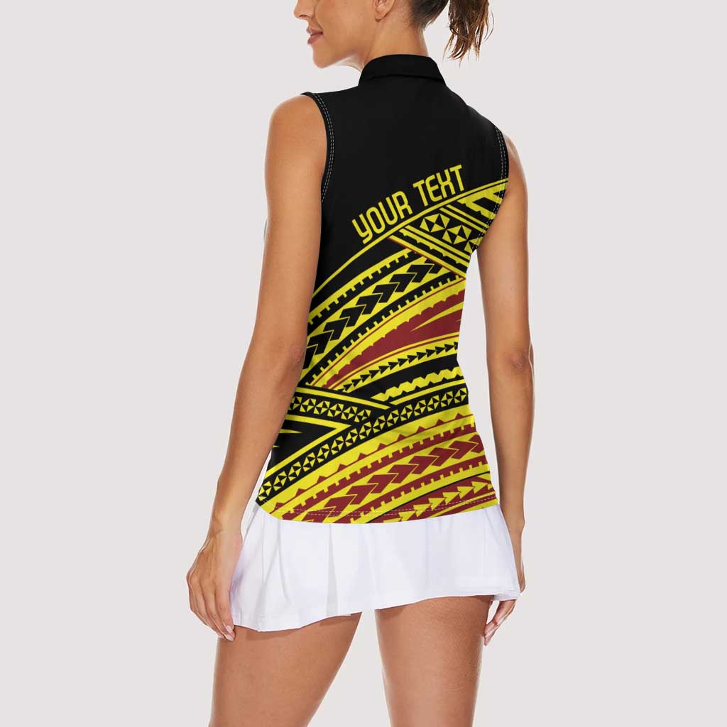 Personalised Tonga Ha apai High School Women Sleeveless Polo Shirt Ngatu Fonulei Pattern