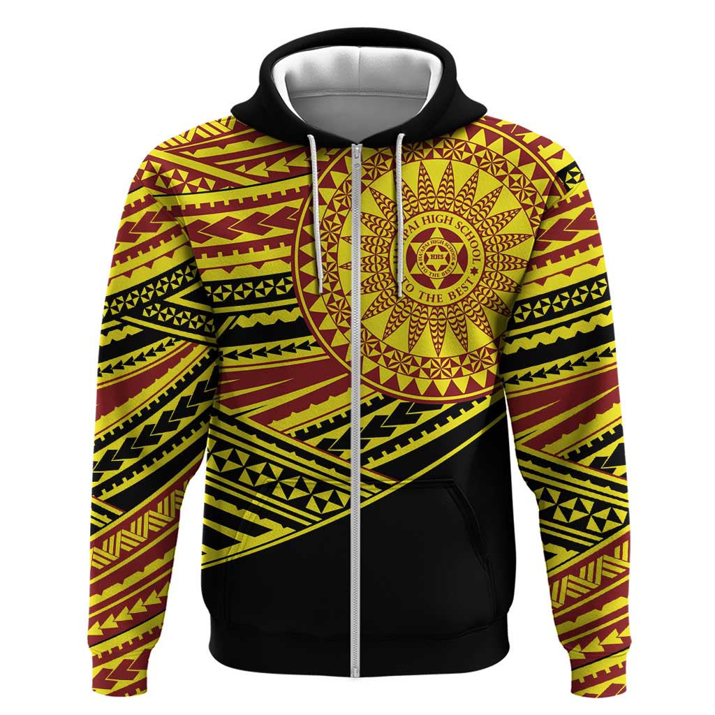 Personalised Tonga Ha apai High School Zip Hoodie Ngatu Fonulei Pattern