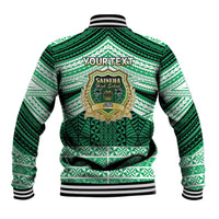 Personalised Tonga Saineha High School Baseball Jacket Polynesian Ngatu Tribal