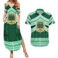 Personalised Tonga Saineha High School Couples Matching Summer Maxi Dress and Hawaiian Shirt Polynesian Ngatu Tribal