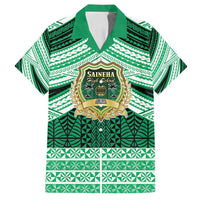 Personalised Tonga Saineha High School Family Matching Long Sleeve Bodycon Dress and Hawaiian Shirt Polynesian Ngatu Tribal LT9 Dad's Shirt - Short Sleeve Green - Polynesian Pride