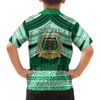 Personalised Tonga Saineha High School Family Matching Off The Shoulder Long Sleeve Dress and Hawaiian Shirt Polynesian Ngatu Tribal