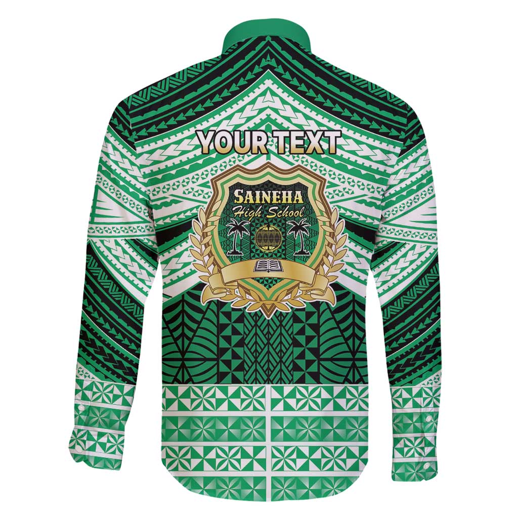 Personalised Tonga Saineha High School Family Matching Off Shoulder Maxi Dress and Hawaiian Shirt Polynesian Ngatu Tribal LT9 - Polynesian Pride