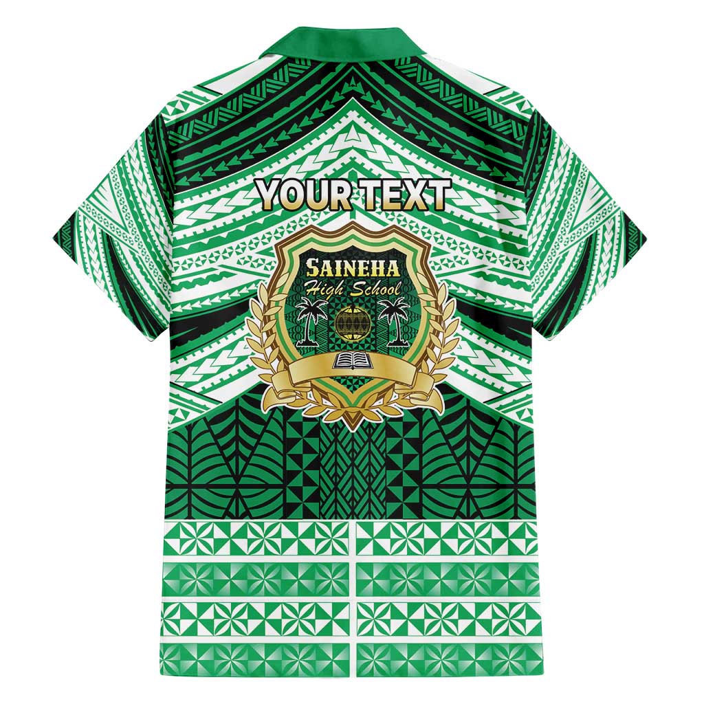 Personalised Tonga Saineha High School Family Matching Off Shoulder Short Dress and Hawaiian Shirt Polynesian Ngatu Tribal LT9 - Polynesian Pride