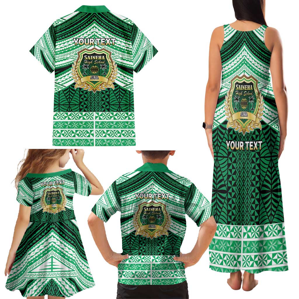 Personalised Tonga Saineha High School Family Matching Tank Maxi Dress and Hawaiian Shirt Polynesian Ngatu Tribal LT9 - Polynesian Pride