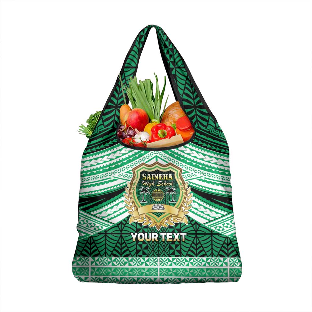 Personalised Tonga Saineha High School Grocery Bag Polynesian Ngatu Tribal