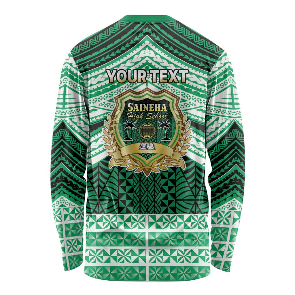 Personalised Tonga Saineha High School Long Sleeve Shirt Polynesian Ngatu Tribal