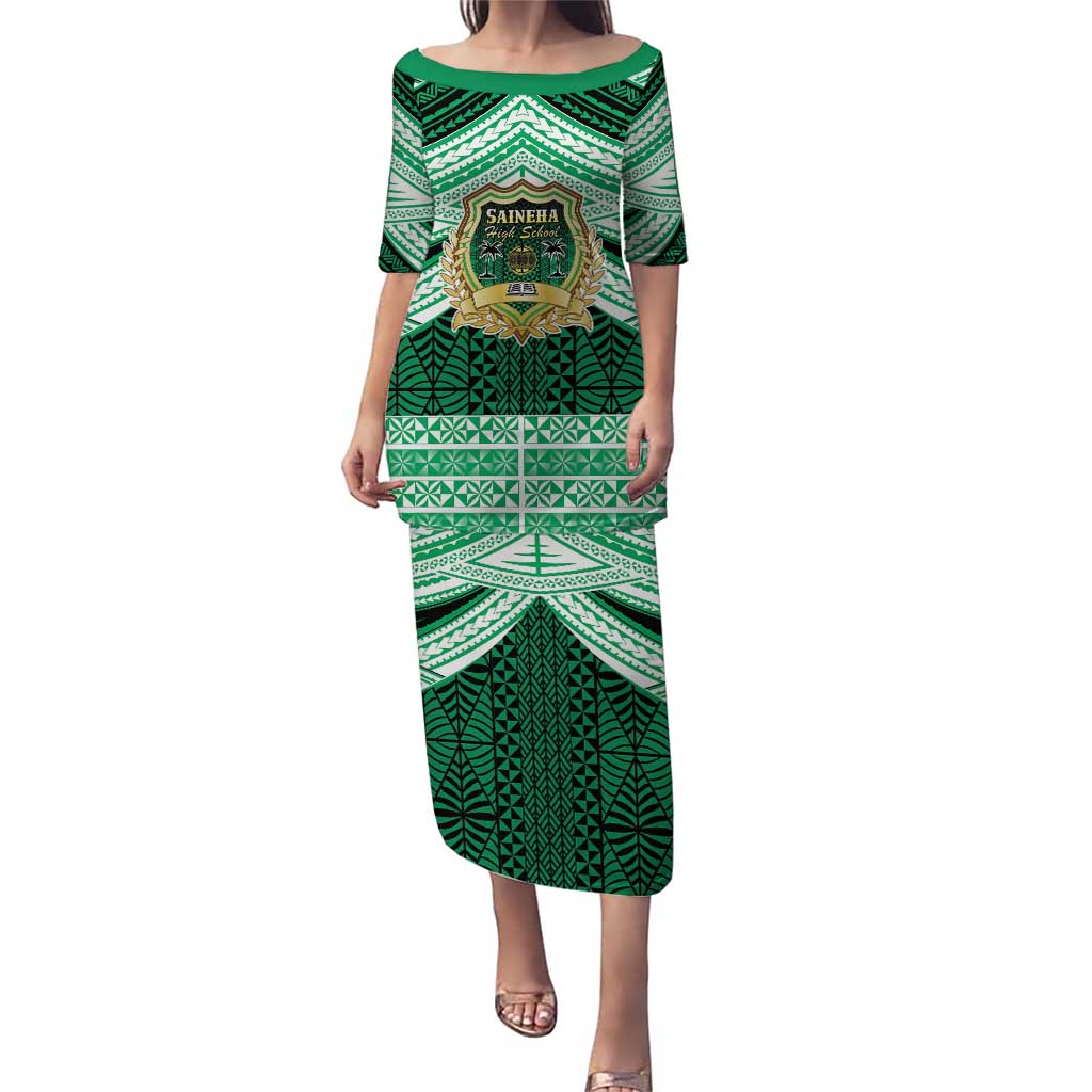 Personalised Tonga Saineha High School Puletasi Polynesian Ngatu Tribal