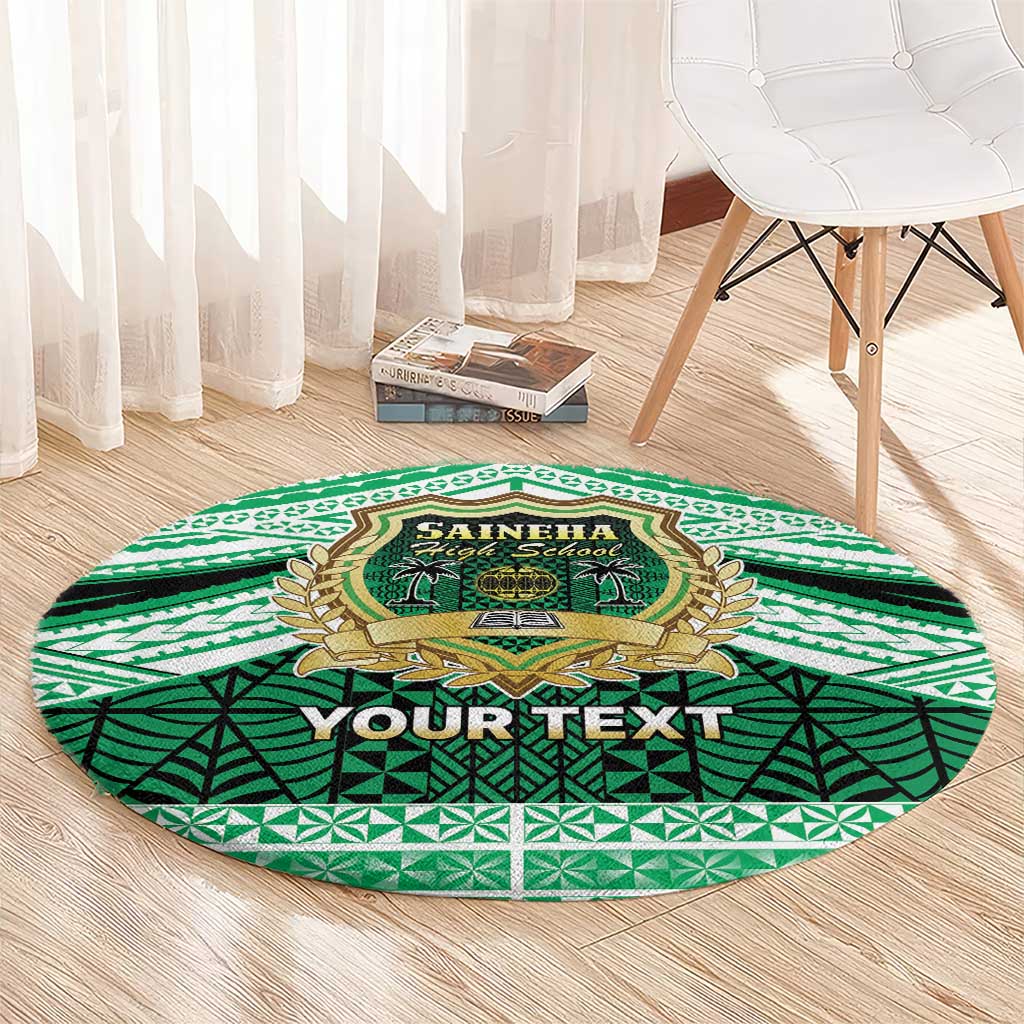 Personalised Tonga Saineha High School Round Carpet Polynesian Ngatu Tribal