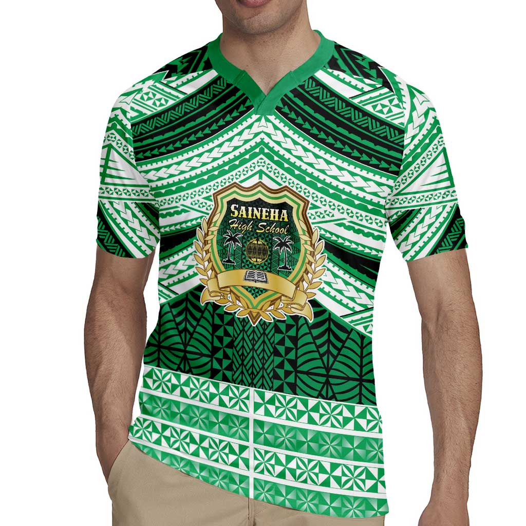 Personalised Tonga Saineha High School Rugby Jersey Polynesian Ngatu Tribal